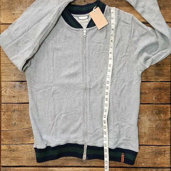 NWT Knowledge Cotton Apparel Full Zip Sweatshirt Mens M Gray Baseball Collar - Picture 7 of 11
